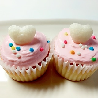 かわいい♡ピンクカップケーキ♪